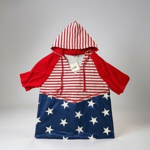 Boutique Red and Blue Star Short Sleeve Hoodie